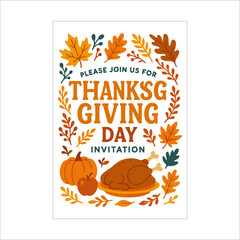 Premium Thanks Giving Day Invitation Label Design