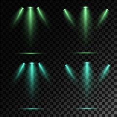 Realistic White Spotlight Beam on Transparent Background
