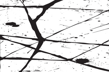 Abstract Black Paint Splatter and Drips on White Background