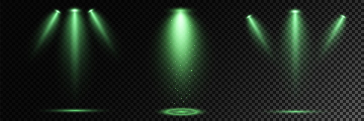 Realistic White Spotlight Beam on Transparent Background
