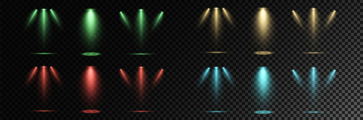 Realistic White Spotlight Beam on Transparent Background