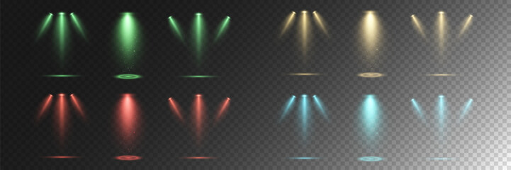 Realistic White Spotlight Beam on Transparent Background