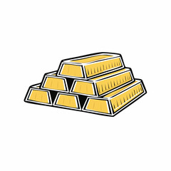 Gold Bars Stacks Vectors and Illustration on white background