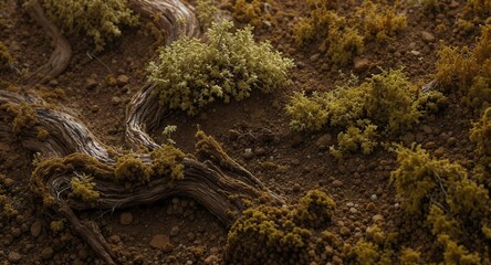 Obraz premium Closeup view of weathered wood and desert plants