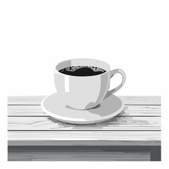 Coffee cup sitting on top of a wooden table image vector isolated on white background.
