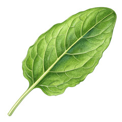 Watercolor Single Beet Leaf, Botanical Illustration, Isolated on Transparent Background, Green Vegetable, Leaf Veins, Plant, Food, Illustration