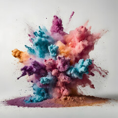  Color Powder Explosion on White Background