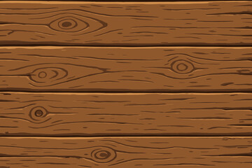 Seamless rustic wooden plank texture background with natural wood grain, knots, and weathered vintage look. Cartoon vector illustration for flooring, wall, table, or decorative design projects