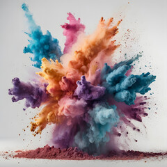  Color Powder Explosion on White Background