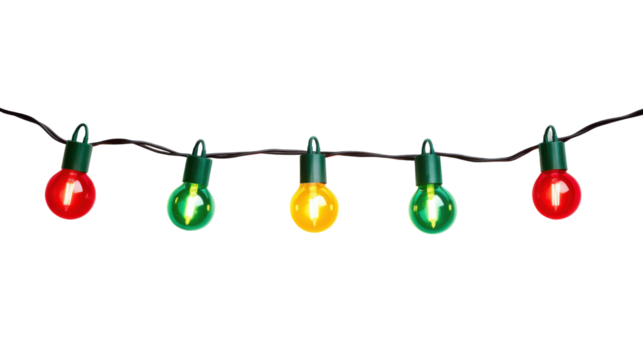 colorful festive lights on white background