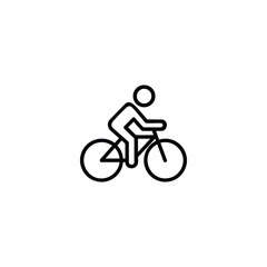 Naklejka premium Stick figure riding bicycle line icon