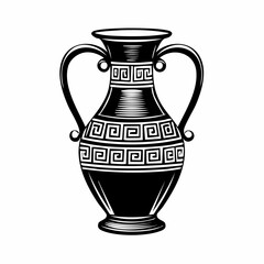 Antique Greek jug silhouette vector art illustration isolated on white background