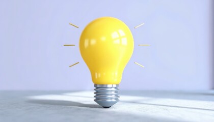 Bright Yellow Lightbulb Idea Concept Illustration 3D Render for Creativity Innovation and Solutions