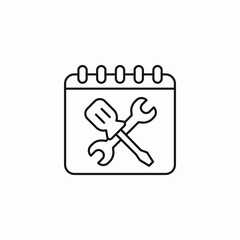 calendar tools maintenance icon sign vector