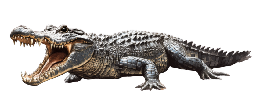 Crocodile action pose wild habitat animal cutout transparent background nature photography