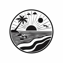 Beach Day Sunny image vector isolated on white background.