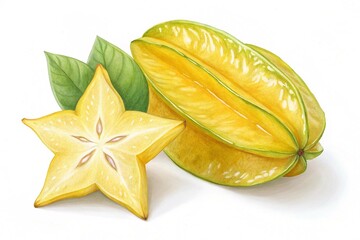 Fototapeta premium Star fruits two on white background.