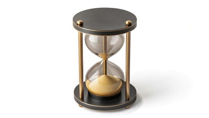 Golden Framed Hourglass with Flowing Sand on Gray Background Symbolizing Time and Elegant Precision
