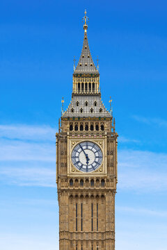 The clock tower with the Big Ben, the Great Bell of the Great Clock of Westminster at the north end of the Palace of Westminster in London, United Kingdom