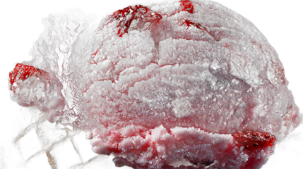 Abstract Red Ice Cream Scoop on Cone Close Up