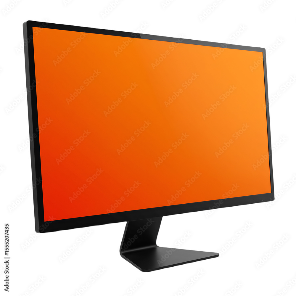 Aufkleber modern black computer monitor with a vibrant orange screen displaying a gradient isolated on transpa