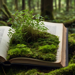  Green Plants and Moss Sprouting from Pages