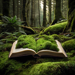  Green Plants and Moss Sprouting from Pages