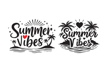 Summer Vibes SVG Bundle Tropical Beach Sunset Palm Tree Clipart for Cricut and Sublimation