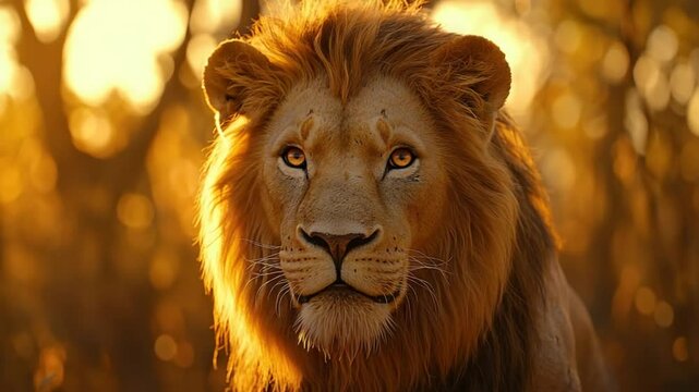 asiatic lion close-up sunset at gir forest video