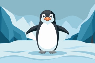 Naklejka premium Adelie Penguin Flippers Stretched Playful Pose