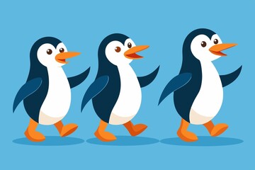 Five Emperor Penguins Snowy Serenity Group