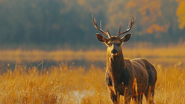 barasingha close-up at kanha reserve sunset video