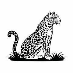 Jaguar Image vector. Spotted Jaguar Sitting Vector Image on white background.