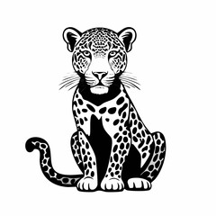 Jaguar Image vector. Spotted Jaguar Sitting Vector Image on white background.