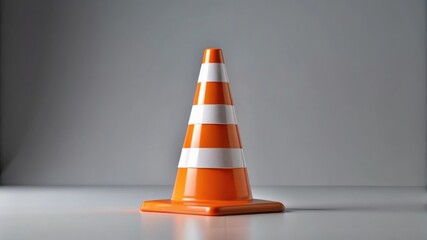 Orange Traffic Cone with White Stripes Signaling Caution and Order on Neutral Background
