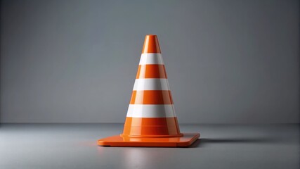 Orange Traffic Cone with White Stripes Signaling Caution and Order on Neutral Background
