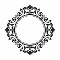 Classic vintage ornament frame image . Black and white vintage mirror ornament frame.