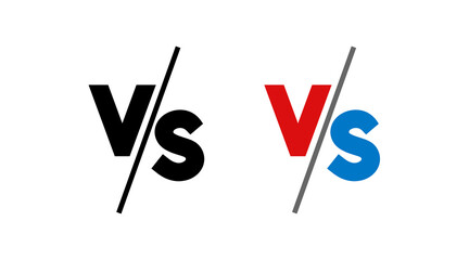 VS Versus Letters Vector Logo Icon Isolated on White Background – Bold VS Symbol for Confrontation, Competition, Standoff or Battle Concept