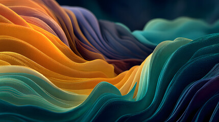 Dark colorful abstract wavy wallpaper. Curvy background with modern colors. Generative ai