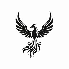 Phoenix logo vector. Hand drawn phoenix silhouette logo vector on white background.