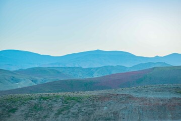 The colored mountains of Khizi in Azerbaijan are very beautiful