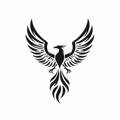 Phoenix logo vector. Hand drawn phoenix silhouette logo vector on white background.