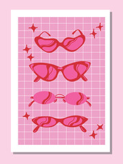 Y2K Nostalgia Vector Set – 2000s Aesthetic glasses in Pink Retro Style