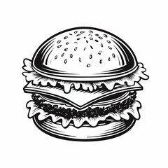 Burger Mascot Stock Illustrations isolated on white background.