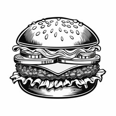 Burger Mascot Stock Illustrations isolated on white background.