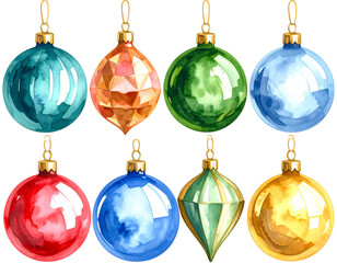 Christmas ornament ball set, transparent background