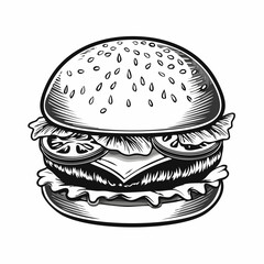 Burger Mascot Stock Illustrations isolated on white background.