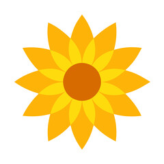 Sunflower With Petals In A Circle On White Backgro Vector Illustration