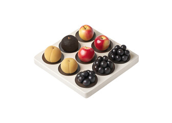 realistic toy fruit set on tray educational wooden pretend play food


