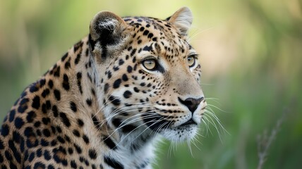 Naklejka premium Close-up of a Majestic Leopard in Profile